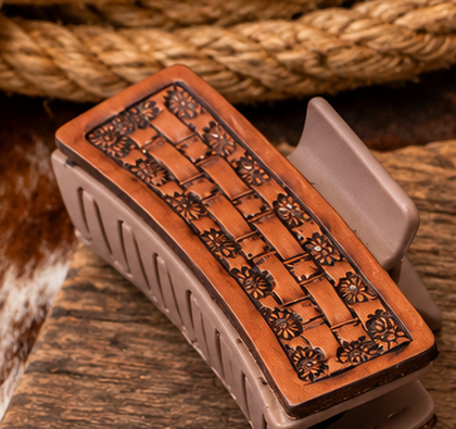 Handcrafted Western Leather Hair Clips