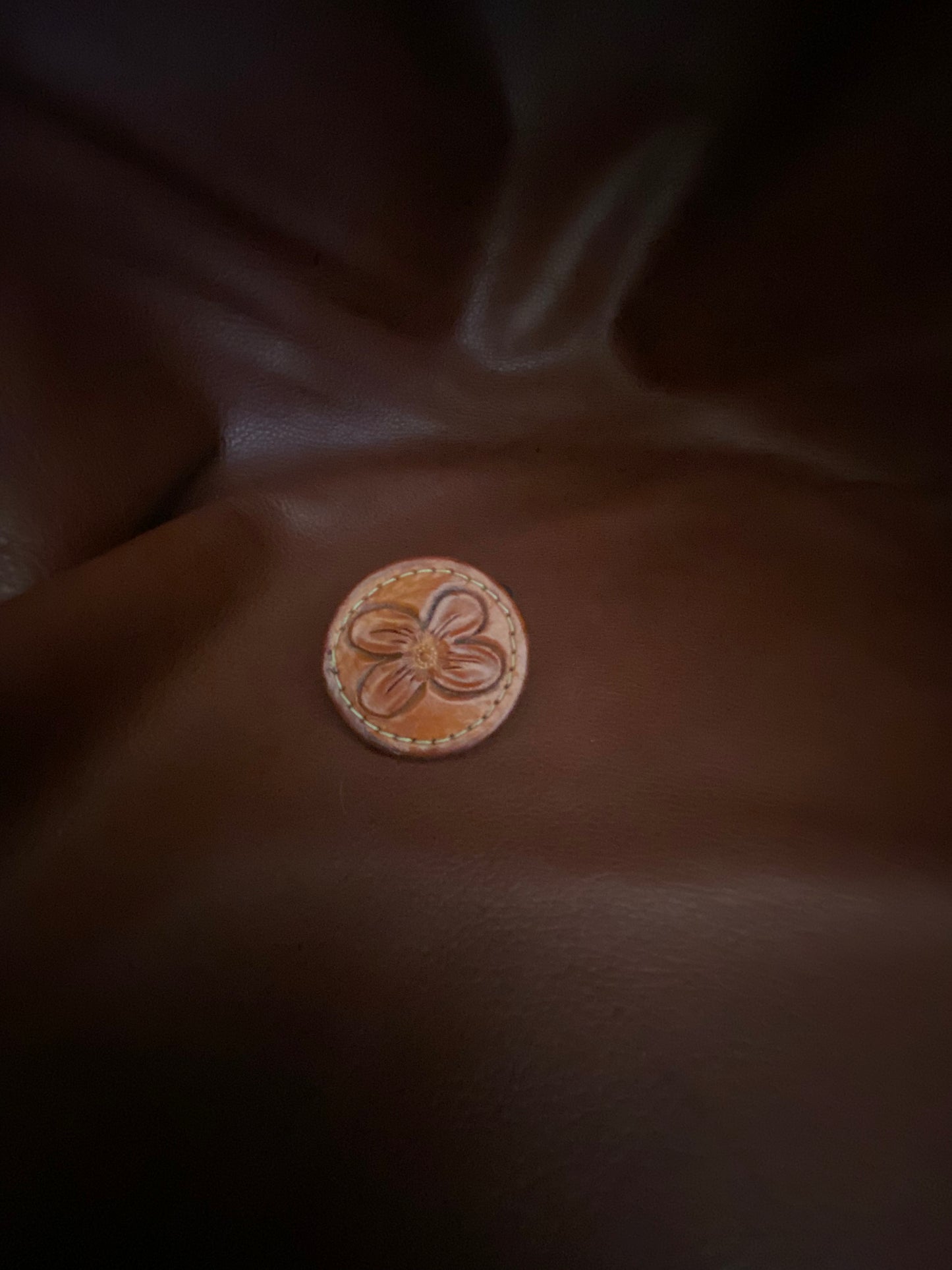Hand-Tooled Leather Hair Tie – Floral