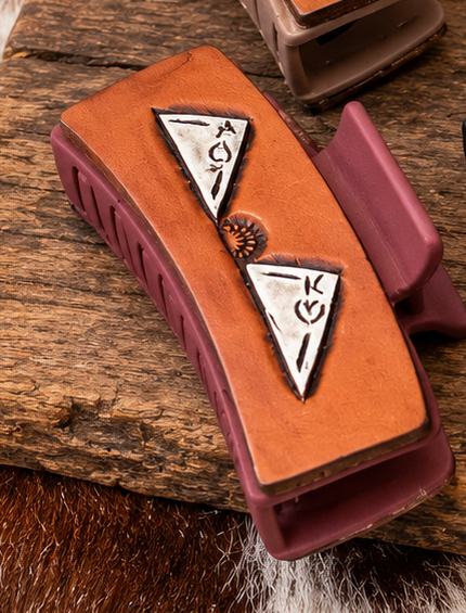 Handcrafted Western Leather Hair Clips- Cards
